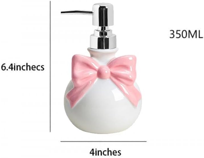 123Arts Ceramic Soap Bottle, Bow Tie Relief Lotion Dispenser with Pump,350ML - Image 2