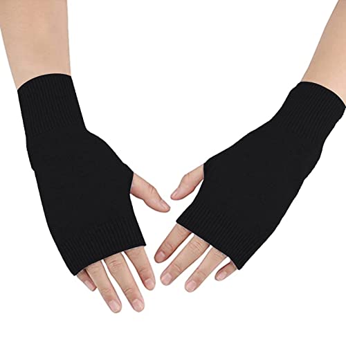 Winter Handschuhe Fingerlose, Damen Halb Fingerlose Handschuhe, Gestrickte Halb Fingerlose Fäustlinge, Warm Fingerhandschuhe Fingerlos… Cover