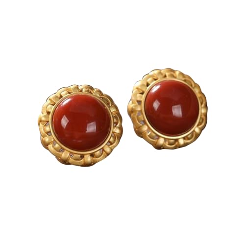 Boucles d'oreilles en argent S925 et jade rouge naturel, cadeau idéal pour femme