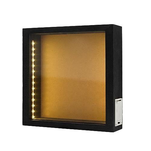 hvfun Rustikale Schwarze Holzschatulle mit Lichtern, LED-beleuchtete...