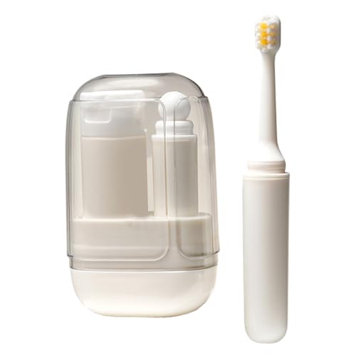 Kit de viaje para cepillo de dientes, kit de cepillos de dientes para acampar, conjunto portacepillos ergonómicos con vaso plegable para hombres y mujeres, uso diario, blanco, Se référer au descriptif