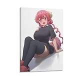 SINUJE Miss Kobayashi's Dragon Maid Anime Sexy Girl Ilulu Kawaii Wall Art Posters For Room Aesthetic Poster For Bedroom Living Room Bathroom Kitchen Office Decor 12x18inch(30x45cm) Frame-style