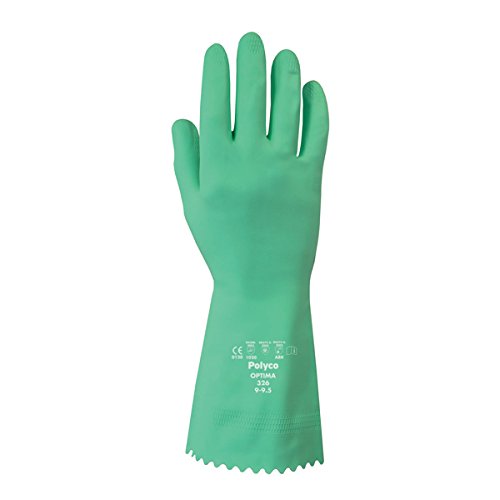 Polyco 327.u00a0Guantes texturizados, óptimos, resistentes a los agentes químicos, par único, tamaño 10 XL, color verde.