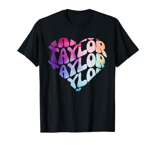 Retro I Love Heart Taylor Groovy - Nombre personalizado Camiseta