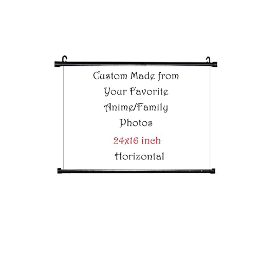 Custom Canvas Hanging Scroll - Fade Proof Durable Anime/Photo/Kids Drawings/Pet Photos Wall Art, Ready to Hang with Rod & Hooks 24x16inch(60x40cm)