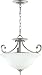 Quorum 2854-18-64 Bryant - 3 Light Dual Mount Pendant in Quorum Home Collection style - 17.5 inches wide by 16.5 inches high, Classic Nickel Finish with Faux Alabaster Glass