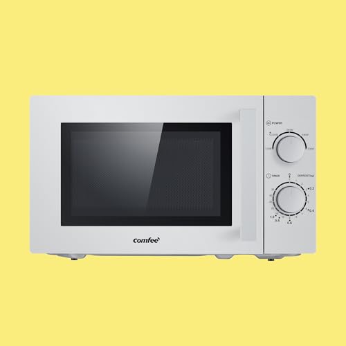 Foto von Comfee CMSN 20 si Mikrowelle / Solo-Mikrowelle mit 5 Leistungsstufen/ Innenbeleuchtung/ easy Defrost/360°Drehteller / Zwei Drehregler/20L/700W/ Silber