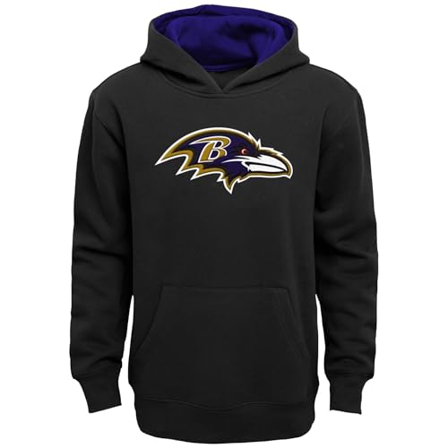 Outerstuff NFL Kids Youth 4-20 Official Primary Logo Prime Pullover Fleece Lined Hoodie Sweatshirt (US Numeric Size: 7 Regular Baltimore Ravens - Black)