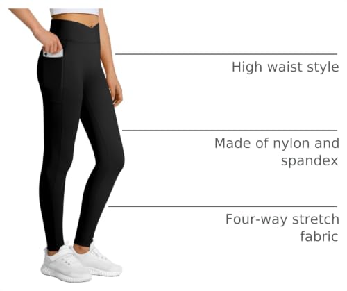 Image of JOCMIC Girls Athletic Leggings High Waist for Kids Yoga Dance Gym Pants with Pocket