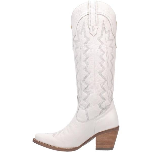 Image of Dingo Womens High Cotton Embroidery Snip Toe Casual Boots Knee High Mid Heel 2-3 inch