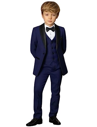 Costume trois pièces pour garçon avec veste un bouton et revers châle élégant