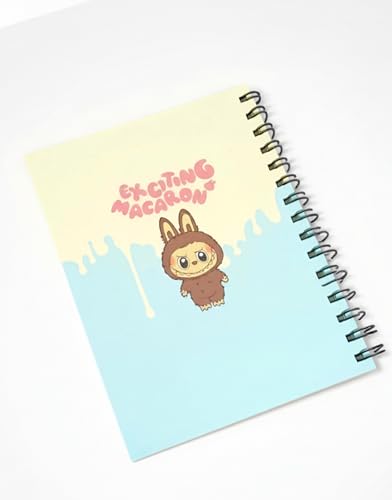 Image of LABUBU Yellow Cute Spiral Diary - A5 Notebook for Kids Girls | Aesthetic Journal Book with Ruled 200 Pages | 80 GSM | Small Notebook Diary for School | Journaling Diaries | Notes & Gift