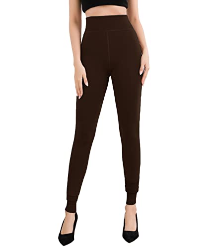 Image of Pnadty Women's High Waisted Velvet Warm Elastic Tights Winter Fleece Lined Thick Leggings Pants