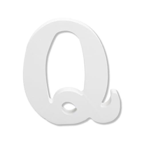 Bojueshaw White Wooden Letters,4 Inch Standing Alphabet,DIY Paintable Letters for Arts & Crafts,Home Decor, Weddings & Parties(Letter Q)