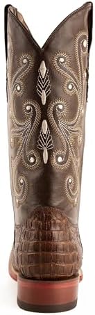 Ferrini Italia Mens Stampede Crocodile Square Toe Dress Boots Mid Calf - Brown - Size 13 D | Image 2