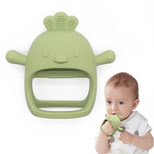 Image of Baby Teething Toy for 0-6 6-12 Months, Food Grade Silicone Teething Mitten, Anti Dropping Wrist Hand Teethers Baby Chew Toys for Sucking Needs, BPA Free Pack of 1 (Green)