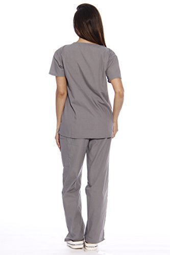 Image of Just Love Women's Medical Scrubs Set, 6-Pocket V-Neck Top & Cargo Pants, Cotton Blend Nursing Uniform