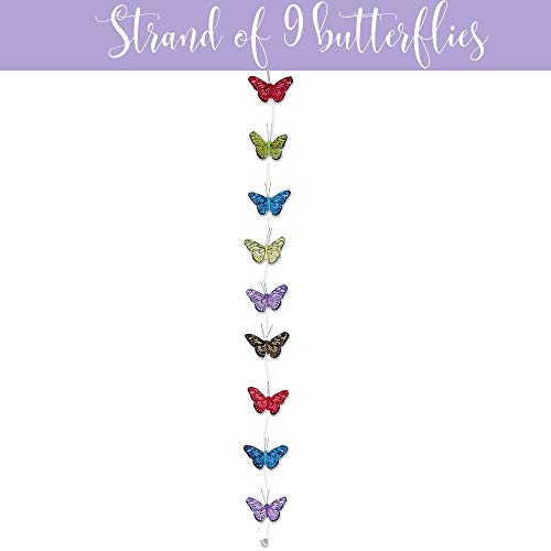 Banberry Designs Butterfly Garland - Set Of 9 Vibrant Multi Colored Craft Butterflies - Party Home Décor - Banner Measures 42" L #TOP3