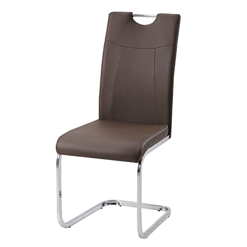 HTI living Esszimmerstuhl Braun Kunstleder Kelly C Freischwinger Schwingstuhl 1-teilig