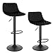WOLTU Tabouret de Bar Pivotant Lot de 2 Chaise de Bar Réglable Tabourets de Cuisine en Velours avec Dossier, Repose-Pieds, Noir BH315sz-2
