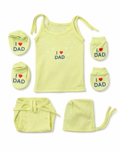 Image of Cuteably Newborn Baby Jhabla, Cap, Mittens, Booties, Nappy Combo Set, Soft & Breathable Cotton, Unisex, 0-3 Months