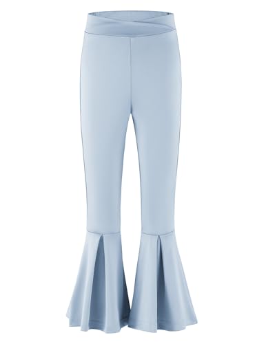 Arshiner Mädchen Schlaghose Sport Kinder Blütenform Hosenbein Flare Bootcut Komfort Weich Yogahosen Freizeit Bell Bottoms Leggings für Mädchen 11-12 Jahre Hellblau