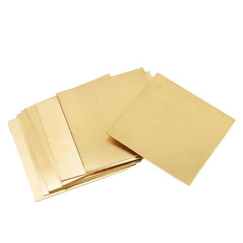 Flewdart 12pzas H62 Placa de Latón 0.5mm, laton lamina 50mmx50mmx0.5mm, Hoja laton para Encimera de Cocina, Proyecto de Artesanía (12, 50x50x0.5mm)