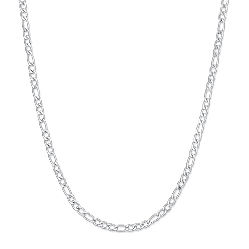 EVE'S ADDICTION Men's 6mm Stainless Steel Figaro Chain - Men's Necklaces - Birthday Gift for Him - Gift for Boyfriend - Gifts for Dad