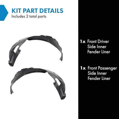 Image of TRQ Front Driver and Passenger Side Inner Fender Liner Set Compatible with 2019-2020 Hyundai Elantra Korea Built Models 1st VIN Digit K