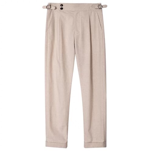 Men's Casual Linen Pants Modern Fit Hemmed Pants Summer Beach Loose Trousers2