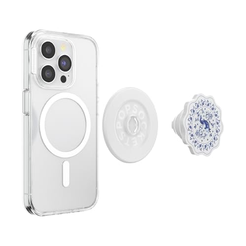 Image of PopSockets Phone Grip for MagSafe, Magnetic Holder, Phone Stand, Cute - Peacock Saucer