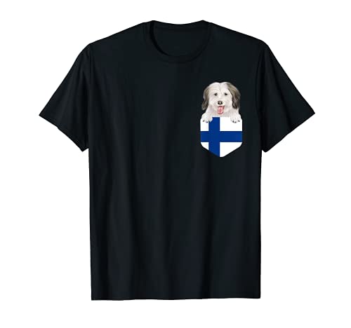 Finland Flag Coton de Tulear Dog In Pocket T-Shirt, Black