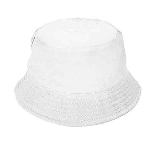 Sibba Chapeau Bob D'été Unisexe Pliable pour Femme Homme Vacances Randonnée Camping Shopping 56-58 cm Couleurs Unies Blanc M