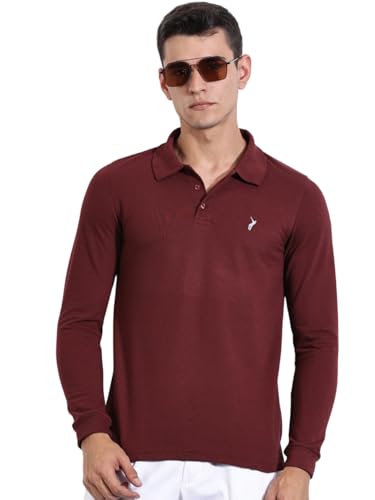 Image of Thomas Scott Men's | Solid | Full Sleeve | Regular Fit | Cotton Blend | Polo Collar | Casual Tshirt
