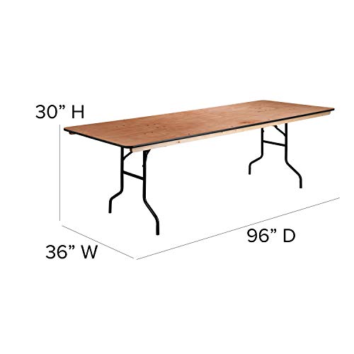 Flash Furniture Fielder 8' Rectangular All-Occasion Wood Folding Event Table, Foldable Portable Banquet Table with Wooden Top, Natural/Black - Image 4