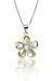 Honolulu Jewelry Company Sterling Silver with 14k Yellow Gold Plated Trim CZ Plumeria Pendant Necklace with 18" Box Chain