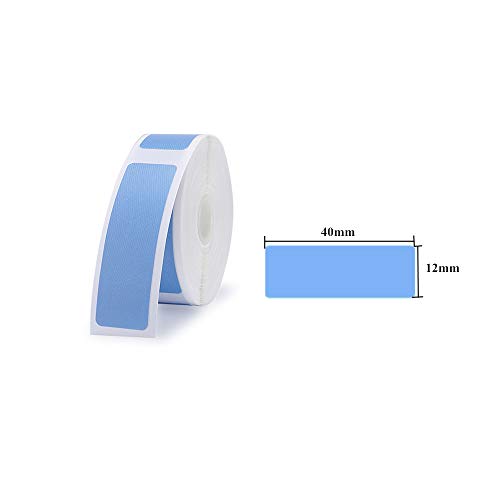 KUNHEWUHUA Color Labels for D11 Portable Thermal Bluetooth Label Maker 2 Rolls 12x40mm 160pcs (Water Blue)