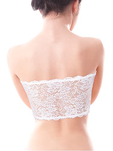 Image of Boao 3 Pieces Women's Floral Lace Tube Top Bandeau Strapless Bras Seamless Stretchy Chest Wrap