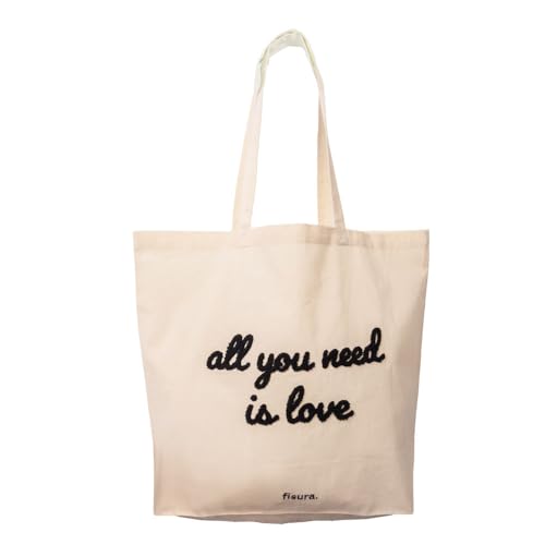 Fisura Tote bag de algodón con mensaje en borreguillo ?love ?.