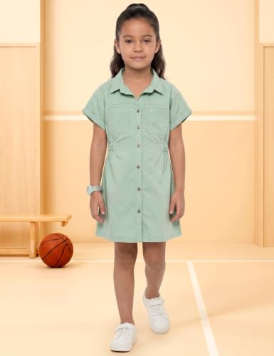 Image of Amazon Brand - Symbol Girl's Cotton Denim Shirt Knee-Length Casual Dress