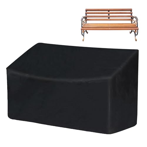 Klmnop Outdoor Bench Cover, 52" W x 26" D x 35" H 2-Seater Patio Bench Cover Waterproof, 210D Heavy Duty Outdoor Furniture Cover for Garden Patio Loveseat, Bench(Black)