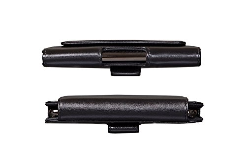 Magnetic Holster Lateral Pouch Leather Case for iPhone Xs/X, (Black)