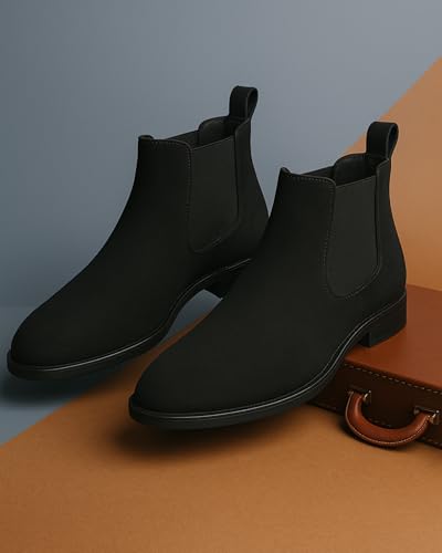 Image of Kraasa Men's Slip On Fashion Chelsea Boots | High Tops, Soft Cushioned Insole, Comfortable Fit, Trendy, Stylish Boots