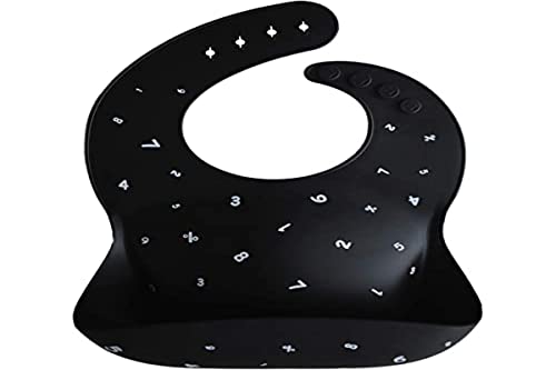 Image of mushie Silicone Baby Bib | Adjustable Fit Waterproof Bibs (Numbers Black)