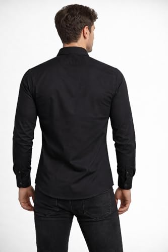 Image of Men's Slim Fit Long Sleeve Button-Down Shirt, Casual Formal Style with Chest Pocket