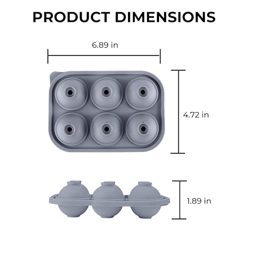 Bandeja de Hielo de Silicona con Tapa 6 Cavidades Circulares Gris miniatura 3