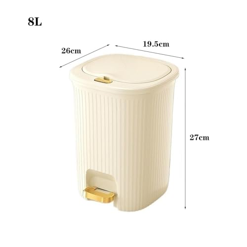 Caneca de basura con tapa y pedal dorado gris 8 L miniatura 2