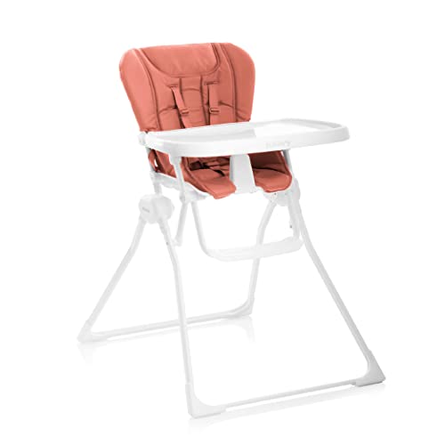 Image of Joovy Nook High Chair Featuring Four-Position Adjustable Swing Open Tray, and Removable, Dishwasher-Safe Tray Insert for Easy Cleaning - Folds Down Flat for Easy Storage (Coral)