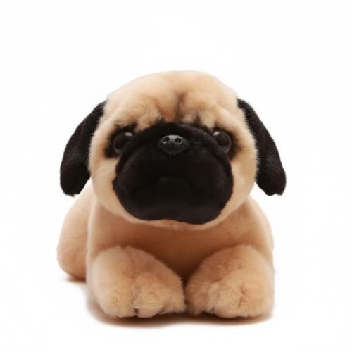 Peluche chien carlin mignon couché douce poupée chiot doudou