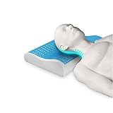 Almohada Cervical Viscoelástica de Gel con Espuma de Memoria Previene dolor de Espalda y Cuello | Cojín Flex Visco Firme y Suave para Dormir con Funda Antiácaros y Antibacterial Transpirable y Lavable